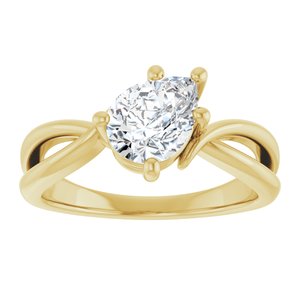 14K Yellow Gold 8x6 mm Pear Ring Mounting – image 5