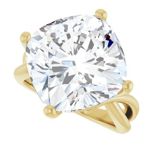 14K Yellow Gold 14x14 mm Cushion Ring Mounting – image 8