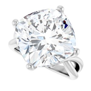 14K White Gold 14x14 mm Cushion Ring Mounting – image 8