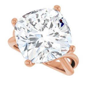14K Rose Gold 14x14 mm Cushion Ring Mounting – image 8