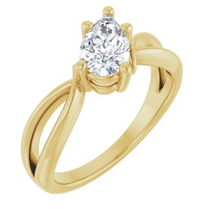 14K Yellow Gold 8x5 mm Pear Ring Mounting