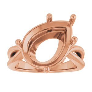 10K Rose Gold 16x12 mm Pear Ring Mounting – image 6