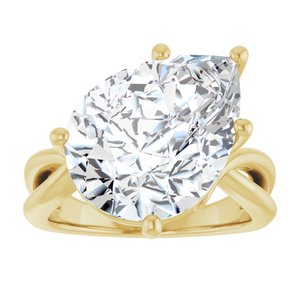 18K Yellow Gold 16x12 mm Pear Ring Mounting – image 5