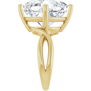 18K Yellow Gold 14x14 mm Cushion Ring Mounting – image 7