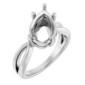 14K X1 White Gold 13x8 mm Pear Ring Mounting – image 2