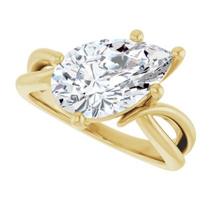 14K Yellow Gold 13x8 mm Pear Ring Mounting – image 8