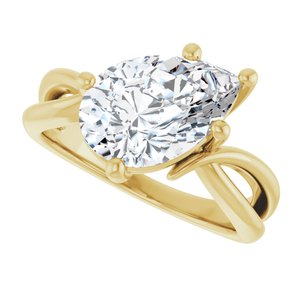 10K Yellow Gold 12x8 mm Pear Ring Mounting – image 8