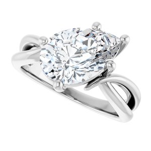 14K X1 White Gold 12x8 mm Pear Ring Mounting – image 8
