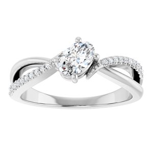 10K White Gold 6x4 mm Oval Ring Mounting – image 5