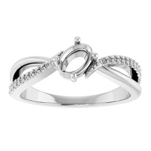 14K White Gold 6x4 mm Oval Ring Mounting – image 6