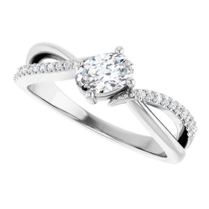 14K White Gold 6x4 mm Oval Ring Mounting – image 8