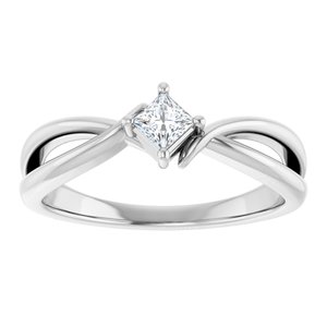 18K White Gold 3x3 mm Square Ring Mounting – image 5