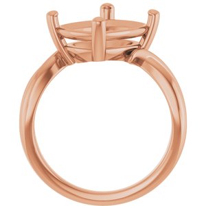10K Rose Gold 12x10 mm Elongated Cushion Ring Mounting – image 4
