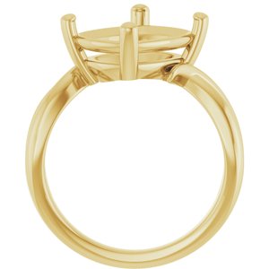 18K Yellow Gold 12x10 mm Elongated Cushion Ring Mounting – image 4