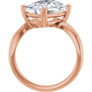 18K Rose Gold 12x10 mm Elongated Cushion Ring Mounting – image 3