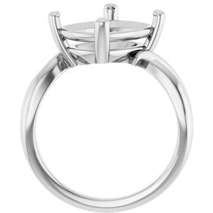 14K X1 White Gold 12x10 mm Elongated Cushion Ring Mounting – image 4