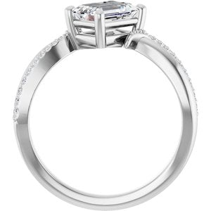 10K White Gold 7x5 mm Emerald Ring Mounting – image 3