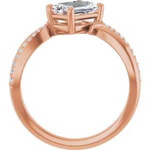 14K Rose Gold 7x5 mm Emerald Ring Mounting – image 3