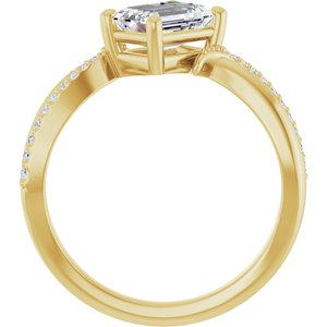 18K Yellow Gold 7x5 mm Emerald Ring Mounting – image 3