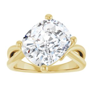 14K Yellow Gold 12x10 mm Elongated Cushion Ring Mounting – image 5