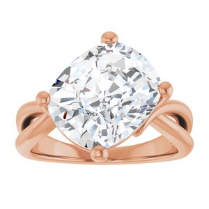 18K Rose Gold 12x10 mm Elongated Cushion Ring Mounting – image 5