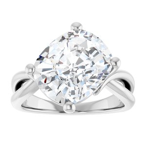 14K X1 White Gold 12x10 mm Elongated Cushion Ring Mounting – image 5