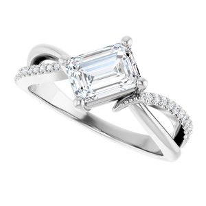 Continuum Sterling Silver 7x5 mm Emerald Ring Mounting – image 8
