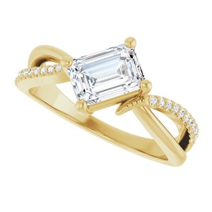 14K Yellow Gold 7x5 mm Emerald Ring Mounting – image 8