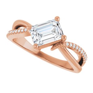 14K Rose Gold 7x5 mm Emerald Ring Mounting – image 8