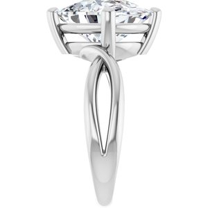 14K White Gold 12x10 mm Elongated Cushion Ring Mounting – image 7