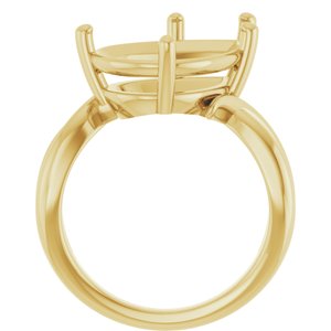 18K Yellow Gold 16x12 mm Pear Ring Mounting – image 4