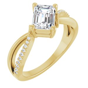 10K Yellow Gold 7x5 mm Emerald Ring Mounting