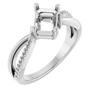 14K X1 White Gold 7x5 mm Emerald Ring Mounting – image 2