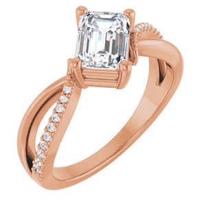 18K Rose Gold 7x5 mm Emerald Ring Mounting