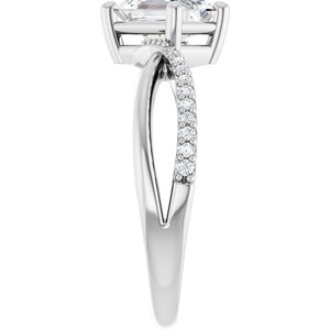 14K White Gold 7x5 mm Emerald Ring Mounting – image 7