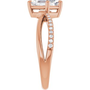 14K Rose Gold 7x5 mm Emerald Ring Mounting – image 7