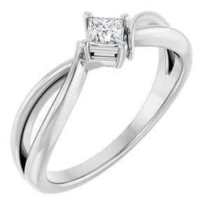 10K White Gold 3x3 mm Square Ring Mounting