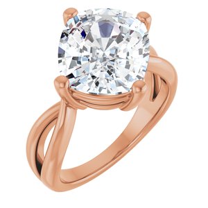10K Rose Gold 12x10 mm Elongated Cushion Ring Mounting