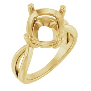 14K Yellow Gold 12x10 mm Elongated Cushion Ring Mounting – image 2