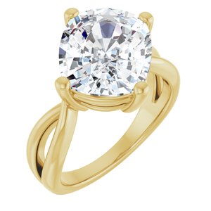 18K Yellow Gold 12x10 mm Elongated Cushion Ring Mounting