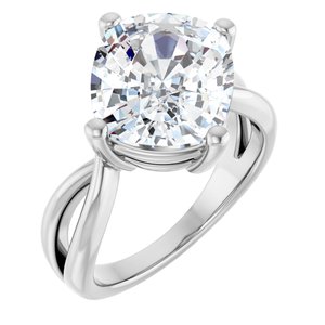14K White Gold 12x10 mm Elongated Cushion Ring Mounting