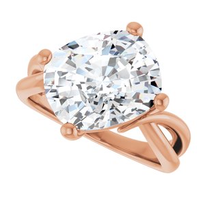 10K Rose Gold 12x10 mm Elongated Cushion Ring Mounting – image 8