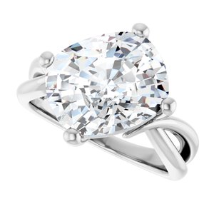 18K White Gold 12x10 mm Elongated Cushion Ring Mounting – image 8