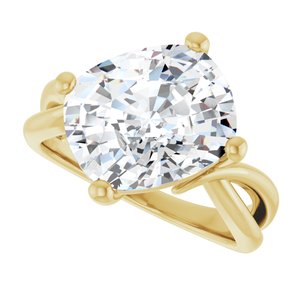 14K Yellow Gold 12x10 mm Elongated Cushion Ring Mounting – image 8
