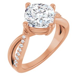 18K Rose Gold 8x8 mm Cushion Ring Mounting