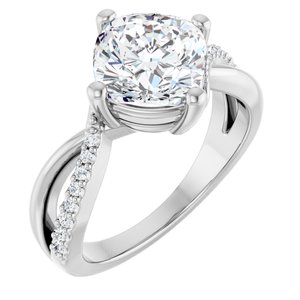 Platinum 8x8 mm Cushion Ring Mounting