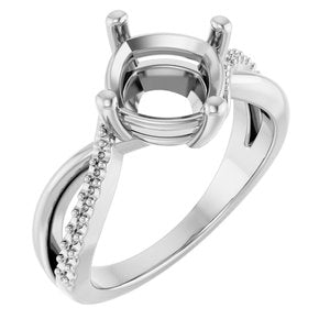 10K White Gold 8x8 mm Cushion Ring Mounting – image 2