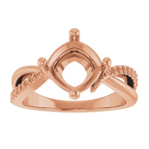 10K Rose Gold 8x8 mm Cushion Ring Mounting – image 6