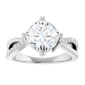 14K X1 White Gold 8x8 mm Cushion Ring Mounting – image 5