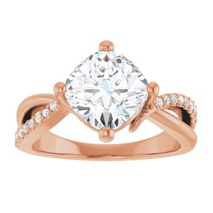 18K Rose Gold 8x8 mm Cushion Ring Mounting – image 5